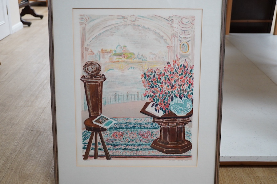 Renée Halpern (1914-2008), four colour lithographs, including ‘Manhattan Bridge’ and ‘Interieur Toscan’, each signed in pencil, limited edition, some with certificates of authenticity, 57 x 44cm. Condition - good